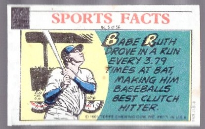 1981 Topps Sports Break Sports Facts Comics Bsbl. #5 Babe Ruth, Yankees