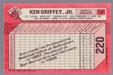 1989 Bowman Bsbl. #220 Ken Griffey, Jr. RC, Mariners