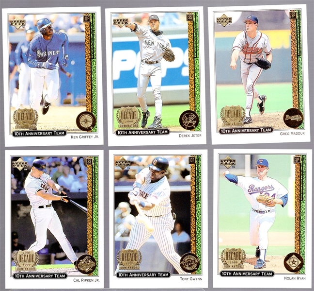 1999 Upper Deck Bsbl. “10th Anniversary Team"- 1 Near Set of 29/30 Cards