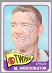 Autographed 1965 Topps Bsbl. #216 Al Worthington, Twins