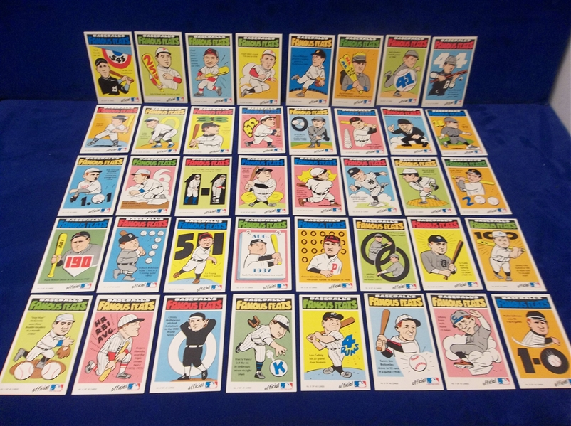 1972 Fleer Laughlin “Baseballs Famous Feats" Complete Set of 40