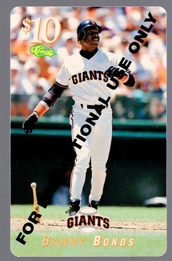 1995 Classic Bsbl. “Prepaid Phone Card Promo" #NNO Barry Bonds $10