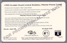 1995 Classic Bsbl. “Prepaid Phone Card Promo #NNO Barry Bonds $10