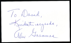 Autographed & Personalized Alex Grammas 3x5 Card