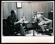Ernie Banks Being Interviewed in Suit 10 x 8 B & W Newspaper Photo