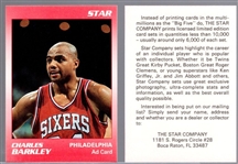 Early 1990's Star Co. Basketball- Charles Barkley Ad Card- 350 Cards