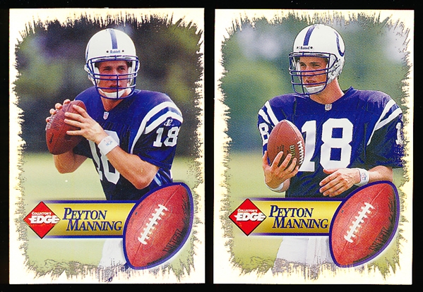 1998 Collectors Edge Ftbl.- 2 Diff. Peyton Manning RC Year Unnumbered Cards