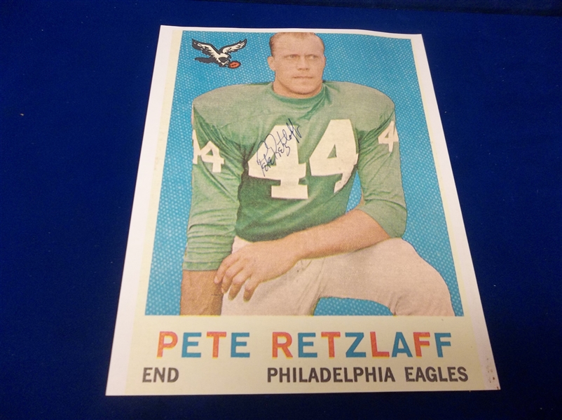 Autographed Pete Retzlaff Philadelphia Eagles NFL Color 8-½" x 11" Photo