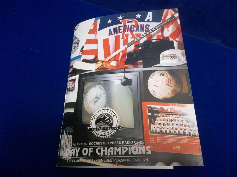 Autographed Gordie Howe 2/5/96 Rochester Americans “Day of Champions" Charity Program- Beckett Certified