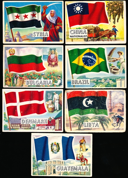 1956 Topps “Flags of the World" (R714-5)- 7 Diff.