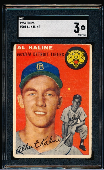 1954 Topps Baseball- #201 Al Kaline, Tigers RC- SGC 3 (Vg)