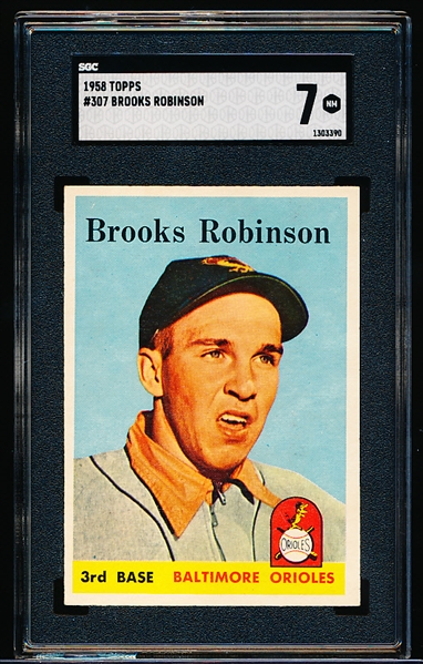 1958 Topps Baseball- #307 Brooks Robinson, Orioles- SGC 7 (NM)