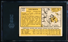 1963 Topps Baseball- #472 Lou Brock, Chicago Cubs- SGC 8 (Nm-Mt)
