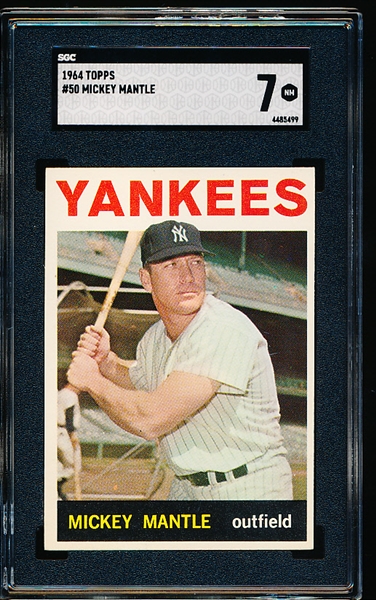 1964 Topps Baseball- #50 Mickey Mantle, Yankees- SGC 7 (NM)
