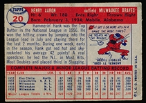 1957 Topps Bb- #20 Hank Aaron, Braves