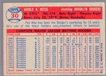 1957 Topps Bb- #30 Pee Wee Reese, Dodgers