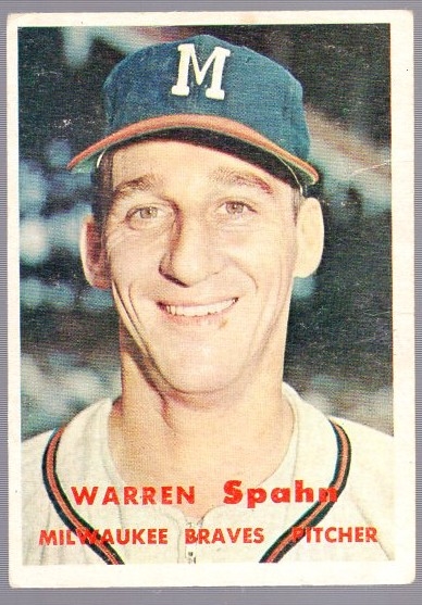 1957 Topps Bb- #90 Warren Spahn, Braves