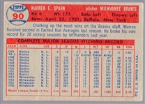 1957 Topps Bb- #90 Warren Spahn, Braves