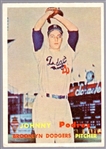1957 Topps Bb- #277 Johnny Podres, Dodgers- Semi Hi# 