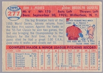 1957 Topps Bb- #277 Johnny Podres, Dodgers- Semi Hi# 