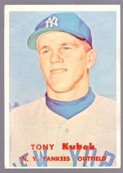 1957 Topps Bb- #312 Tony Kubek RC- Semi Hi#
