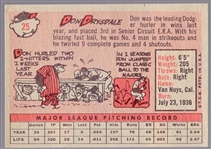 1958 Topps Baseball- #25 Don Drysdale, Dodgers