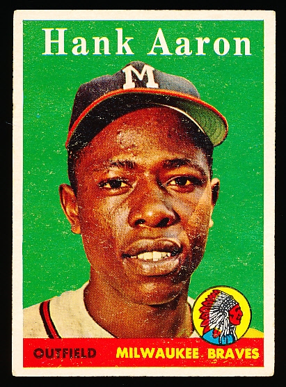 1958 Topps Baseball- #30 Hank Aaron, Braves- White letter variation