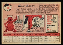 1958 Topps Baseball- #30 Hank Aaron, Braves- White letter variation