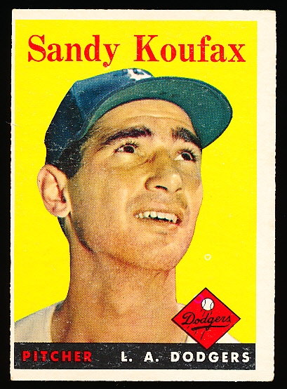 1958 Topps Baseball- #187 Sandy Koufax, Dodgers