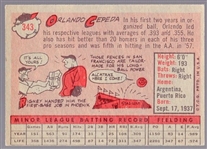 1958 Topps Baseball- #343 Orlando Cepeda RC