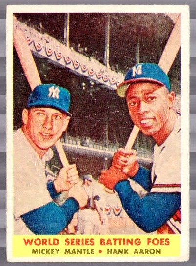 1958 Topps Baseball- #418 Mantle/Aaron