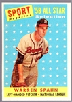 1958 Topps Baseball- #494 Warren Spahn All Star