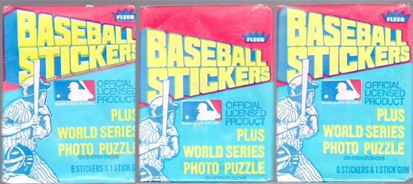 1979 Fleer Bsbl. Stickers- 3 Unopened Packs
