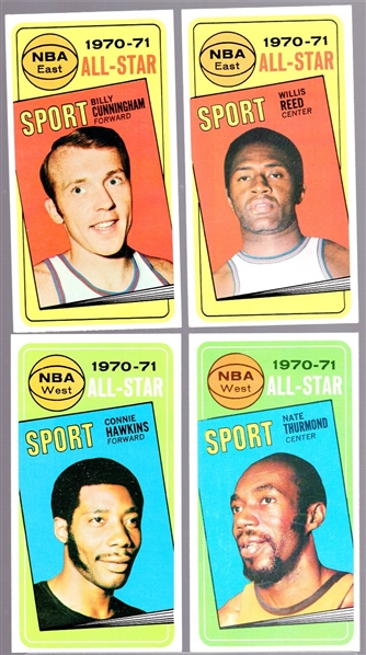 1970-71 Topps Bskbl.- 4 Diff. All-Star Cards