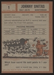 1962 Topps Ftbl. #1 Johnny Unitas, Colts
