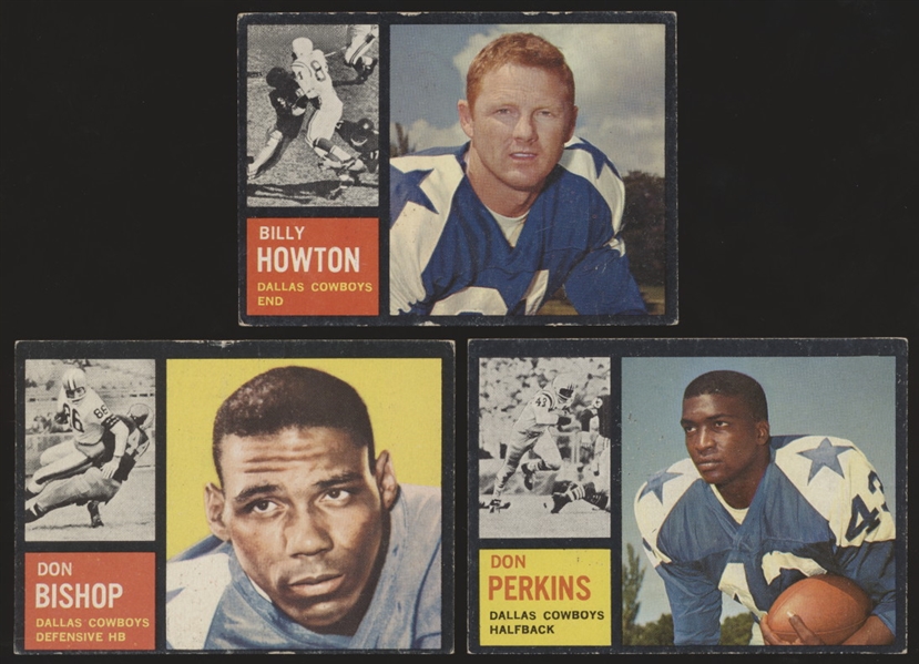 1962 Topps Ftbl.- 10 Diff. Dallas Cowboys