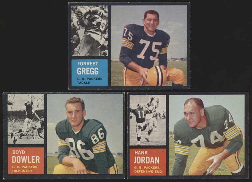 1962 Topps Ftbl.- 3 Diff. Green Bay Packers
