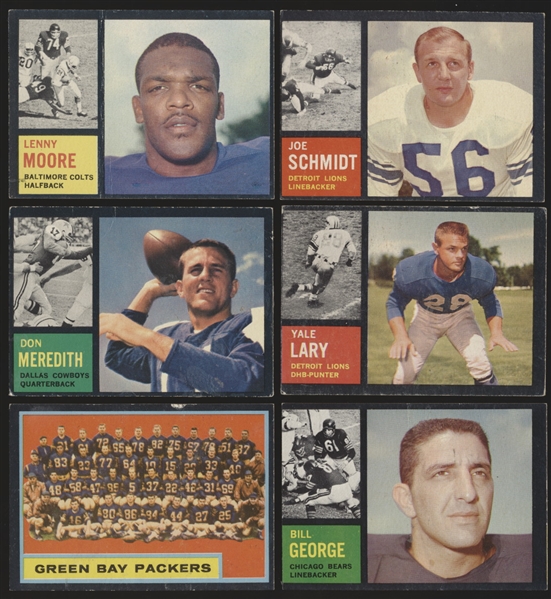 1962 Topps Ftbl.- 6 Diff. Cards