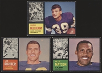 1962 Topps Ftbl.- 3 Diff. SP Cards