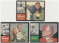 1962 Topps Ftbl.- 3 Diff. Cards