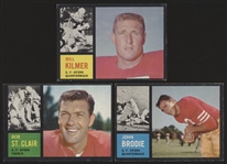 1962 Topps Ftbl.- 3 Diff. Cards