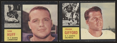 1962 Topps Ftbl.- 2 Diff. Cards