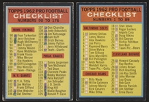 1962 Topps Ftbl.- 2 Diff. Checklists