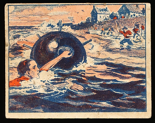 1940 Gum Inc. “War News Pictures F-L-A-S-H" (R165)- #123 Swimmer Captures Mine- Tough series!