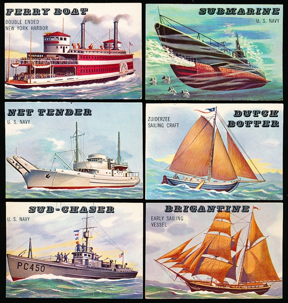 1955 Topps “Rails & Sails" (R714-17)- 6 Diff. High Series Sails