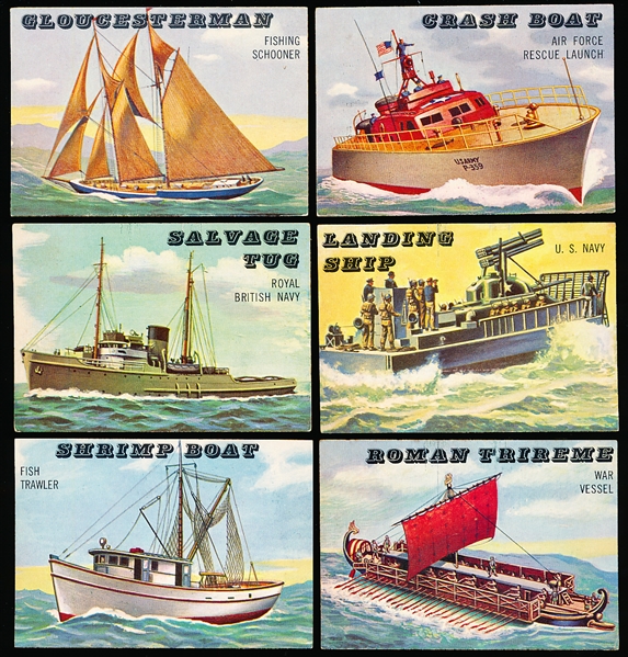 1955 Topps “Rails & Sails" (R714-17)- 6 Diff. High Series Sails