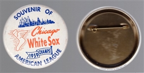 1959 Great Lakes Sales Co. “Souvenir of Chicago White Sox 1959 Champs American League 2-¼ Diameter Pins- 10 Pins