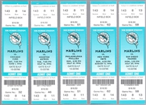 1996 Florida Marlins Bsbl.- 19 Asst. Tickets