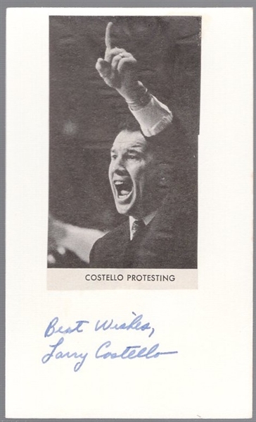Autographed Larry Costello NBA Index Card with Photo