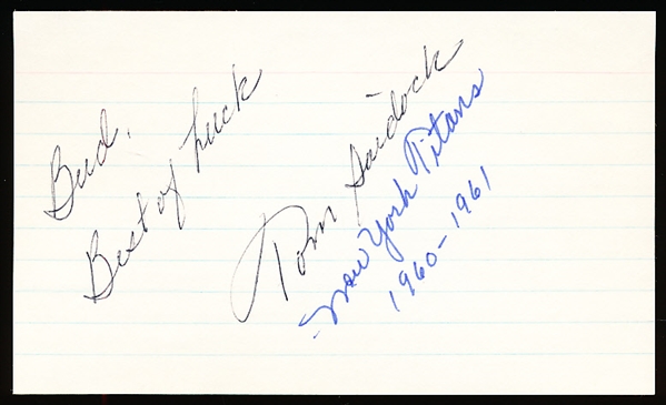 Autographed & Inscribed Tom Saidock 3x5" Card